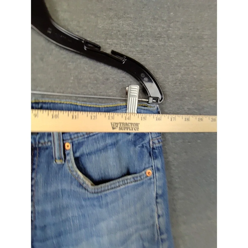 Levis Mens‎ Jeans 32x34 Blue Denim 514 Straight Slim Distressed Western Casual